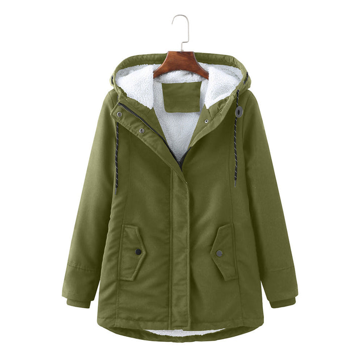 Luxus Damen Wintermantel Elegent Schwarz