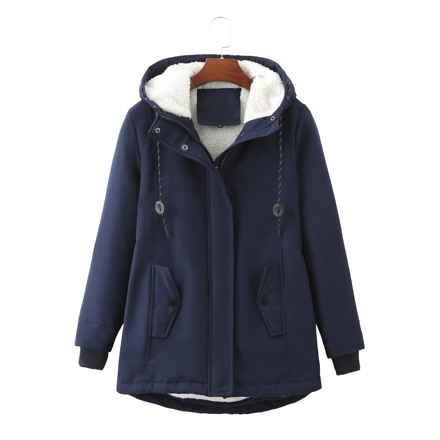 Luxus Damen Wintermantel Elegent Schwarz - IdealeKleiden
