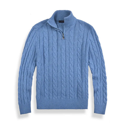 Men's Pullover Cable Knit Half-Zip