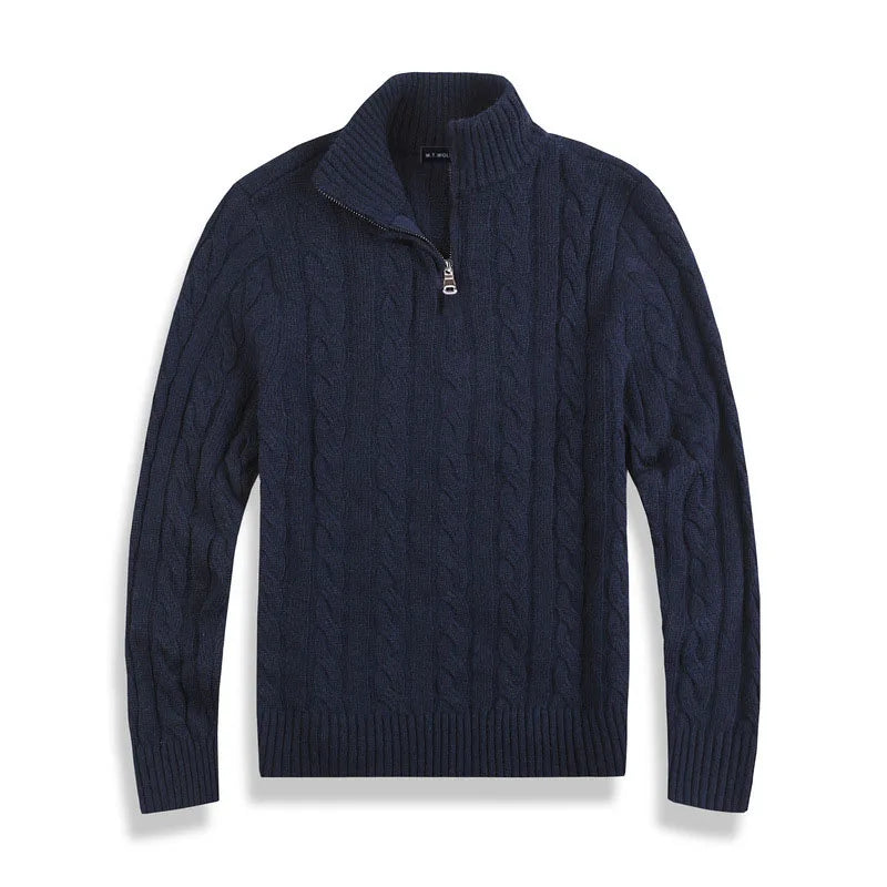 Men's Pullover Cable Knit Half-Zip
