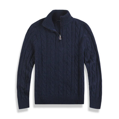 Men's Pullover Cable Knit Half-Zip