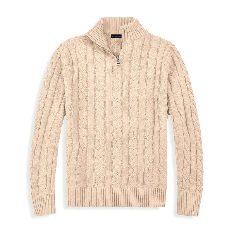 Men's Pullover Cable Knit Half-Zip