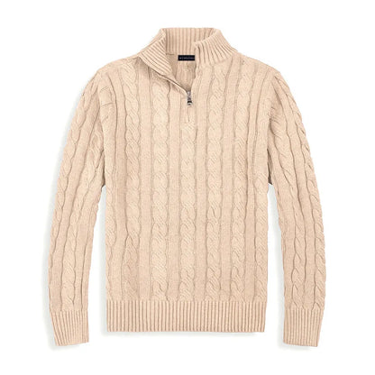 Men's Pullover Cable Knit Half-Zip