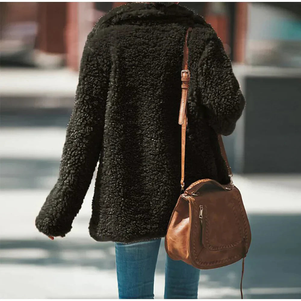 Damen Weich Teddy Winterjacke Warm - IdealeKleiden