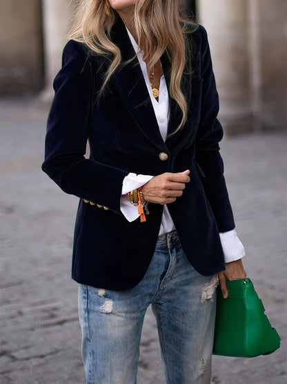Elegant Women's Velvet-Look Blazer