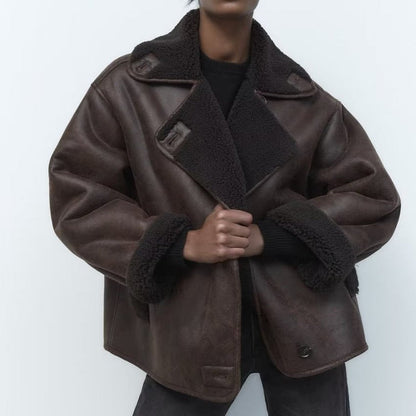 Large Sheepskin Aviator Jacket Plus Size Classic
