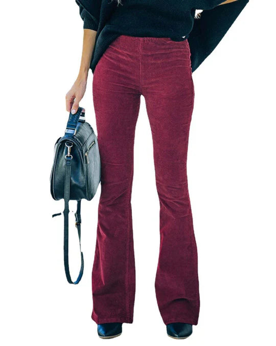 Elegant Women's Flared Trousers Slim Fit