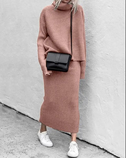 Elegant High Neck Two-Piece Dress Set