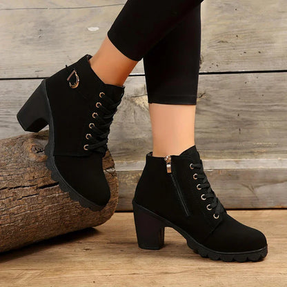 Stiefel für Damen Elegant mit Reißverschluss und Absatz
