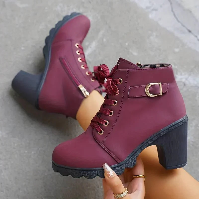 Stiefel für Damen Elegant mit Reißverschluss und Absatz - IdealeKleiden