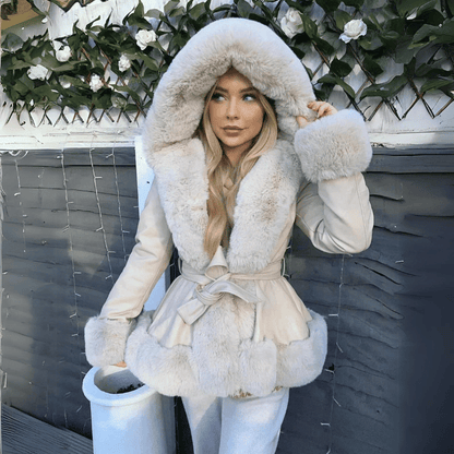 Elegant faux fur women's coat