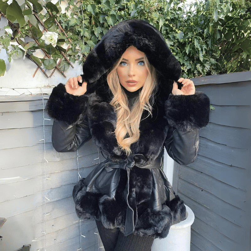 Elegant faux fur women's coat