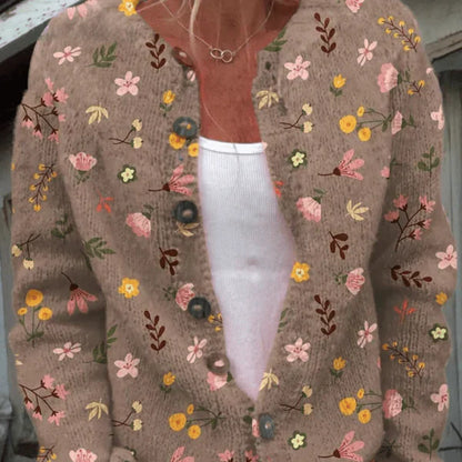 Strickjacke mit Blumenmuster Damen