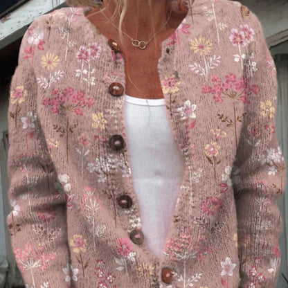 Strickjacke mit Blumenmuster Damen