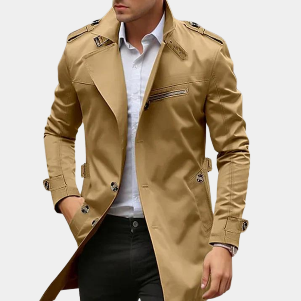 Herren Trenchcoat Elegant Frühjahrsmantel Moderne Style - IdealeKleiden
