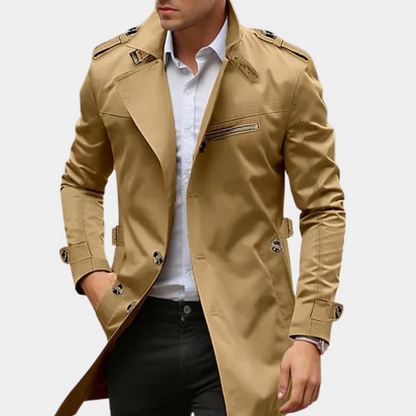 Herren Trenchcoat Elegant Frühjahrsmantel Moderne Style - IdealeKleiden