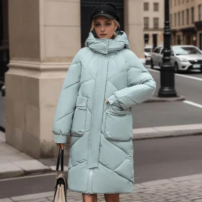 Warm Oversized Mid-Length Hooded Jacket