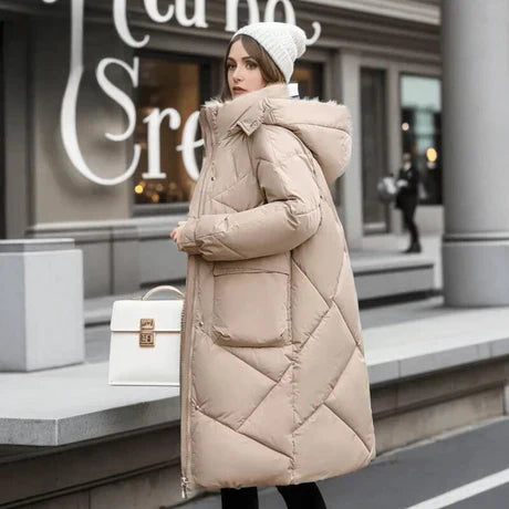 Warm Oversized Mid-Length Hooded Jacket