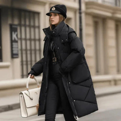 Warm Oversized Mid-Length Hooded Jacket
