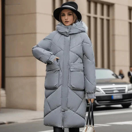Warm Oversized Mid-Length Hooded Jacket