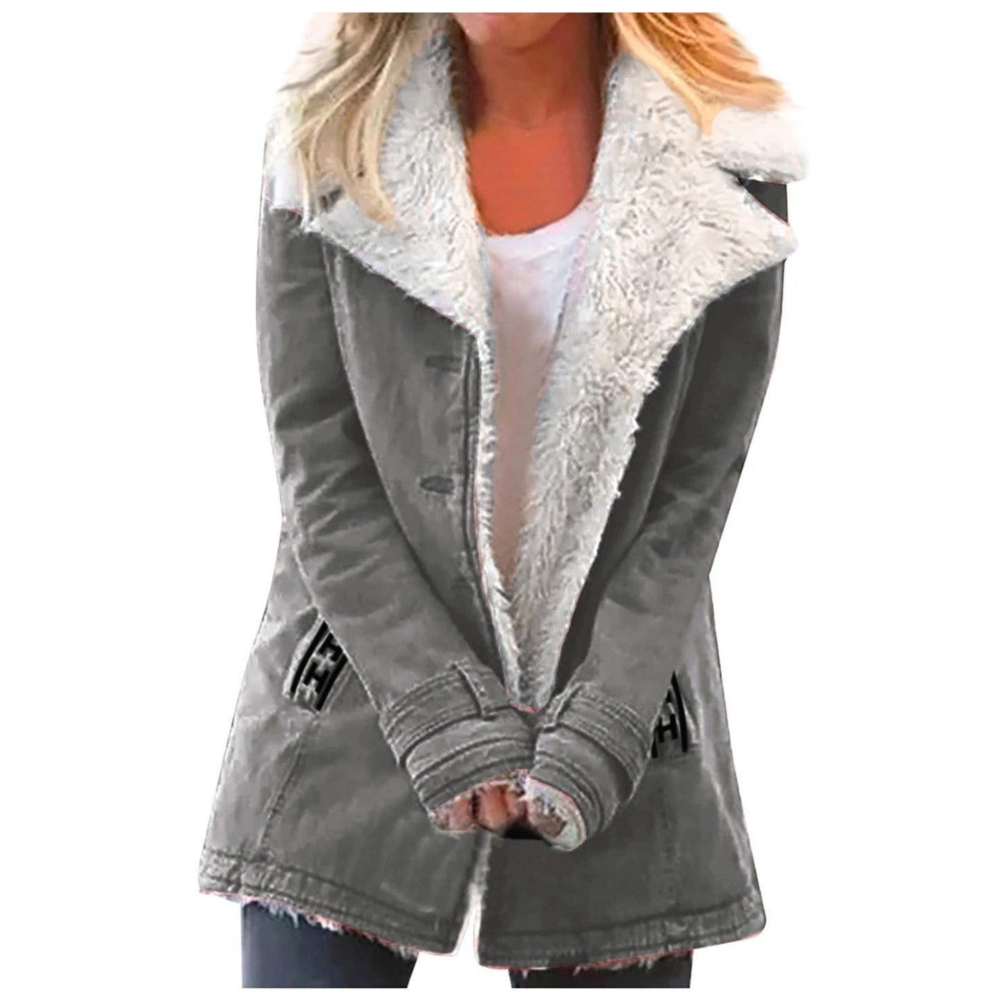 Women's Winter Jacket Elegant Lapel Collar Long Sleeve