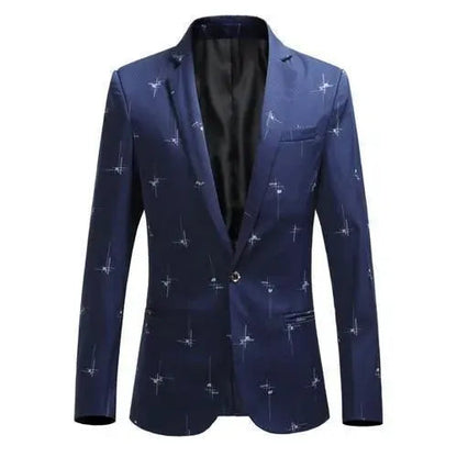 Men's Modern White Printed Blazer