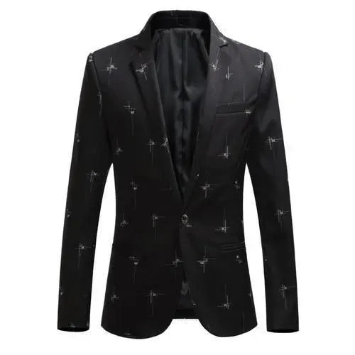 Men's Modern White Printed Blazer
