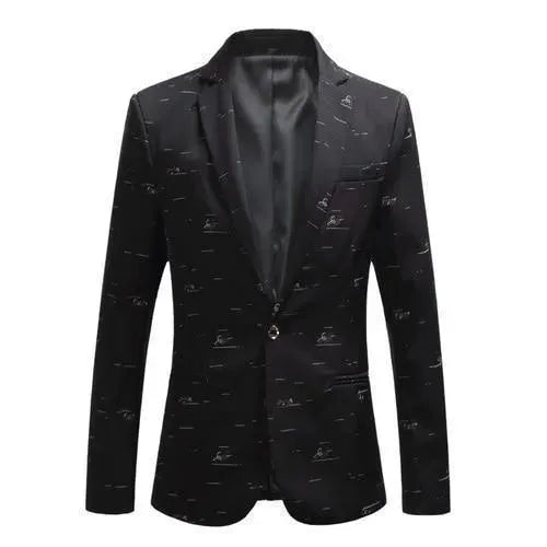 Stylish Men's Blazer White Print