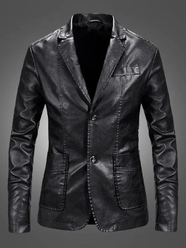 Herren Lederblazer Slim Fit Modern