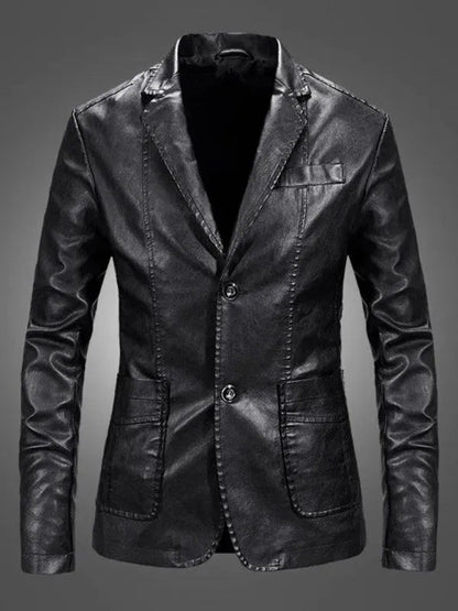 Herren Lederblazer Slim Fit Modern