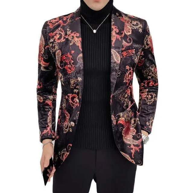 Men's Blazer Coral Pattern Elegant