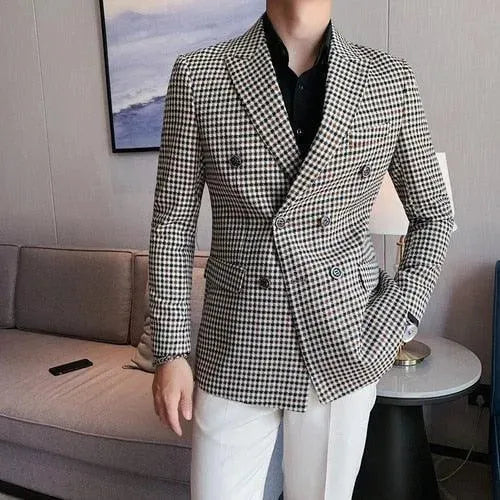 Men's Double-Breasted Blazer Elegant Modern