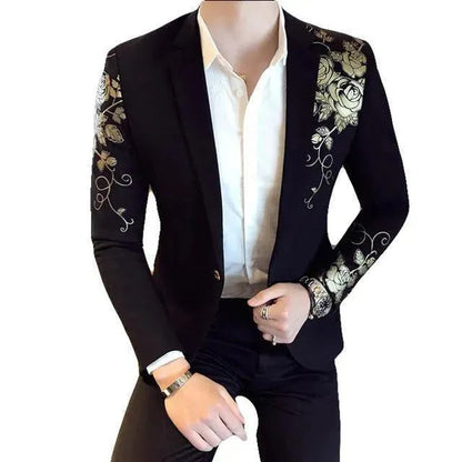 Stylish Men's Blazer - Gold Pattern Elegant