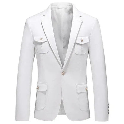 Stylish Men's Blazer - White Suit Blazer With Many Pockets