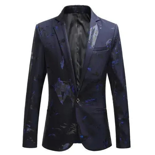 Men's Elegant Blazer - Blue Suit Blazer with Cool Design