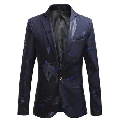 Men's Elegant Blazer - Blue Suit Blazer with Cool Design
