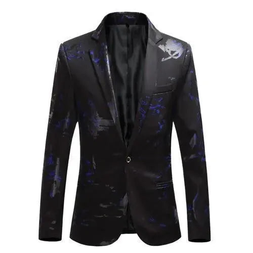 Men's Elegant Blazer - Blue Suit Blazer with Cool Design