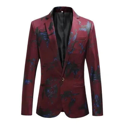Men's Elegant Blazer - Blue Suit Blazer with Cool Design