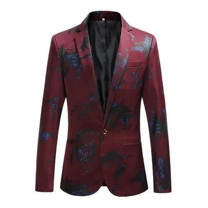 Men's Elegant Blazer - Blue Suit Blazer with Cool Design
