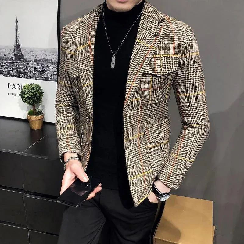 Men's Houndstooth Check Modern Blazer