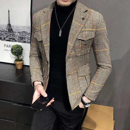Men's Houndstooth Check Modern Blazer
