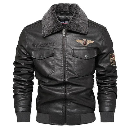 Men's Fleece Leather Trucker Jacket