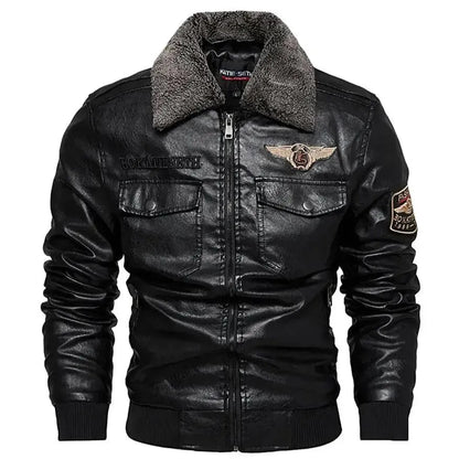 Men's Fleece Leather Trucker Jacket