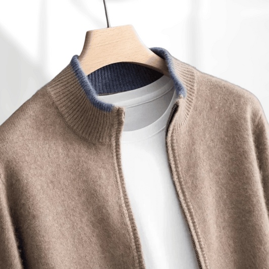 Herren Cashmere Jacke Elegant Zip - IdealeKleiden