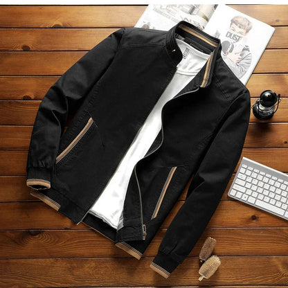 Men's Cotton Bomber Jacket Stand-Up Collar Modern