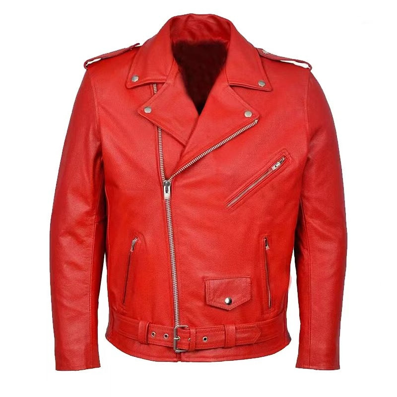 Men's Leather Biker Jacket Asymmetrical