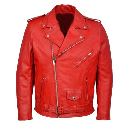 Men's Leather Biker Jacket Asymmetrical