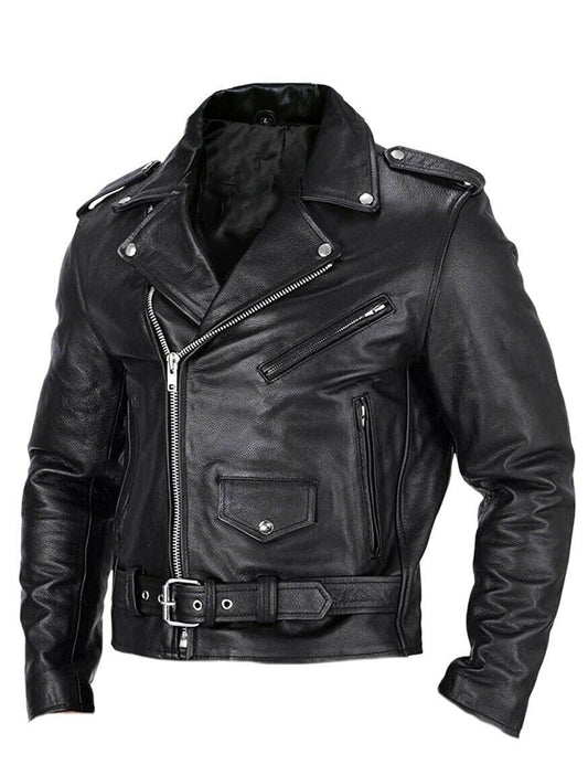 Herren Lederjacke Biker Style Asymmetrisch - IdealeKleiden