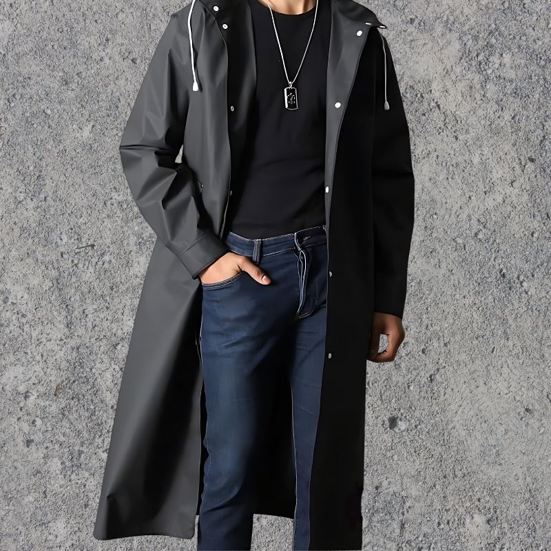 Men's Raincoat Waterproof Knee-length Lightweight