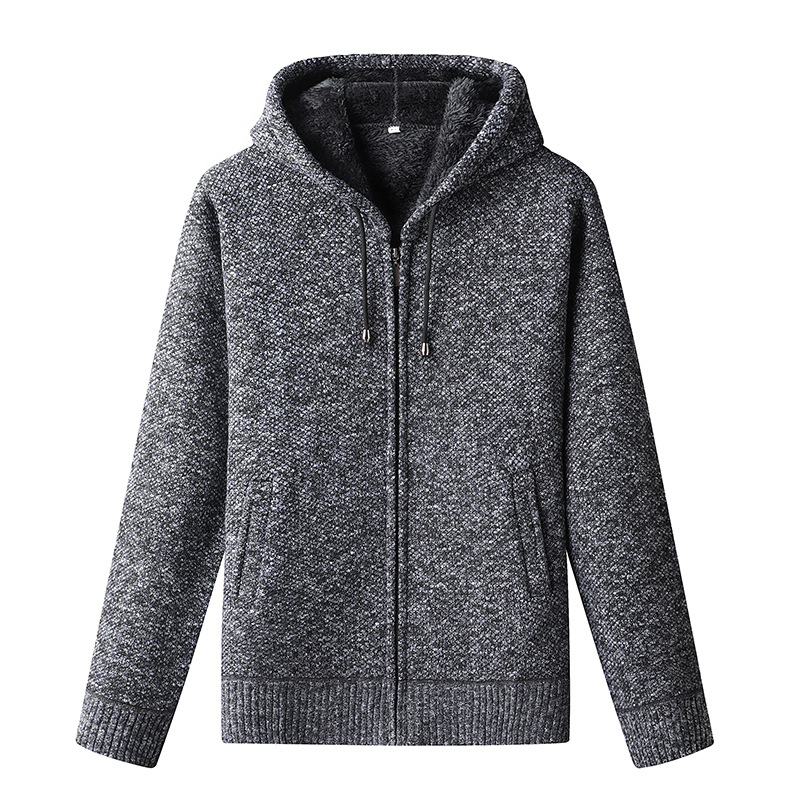 Men's Knitted Cardigan Hooded Zipper Warm